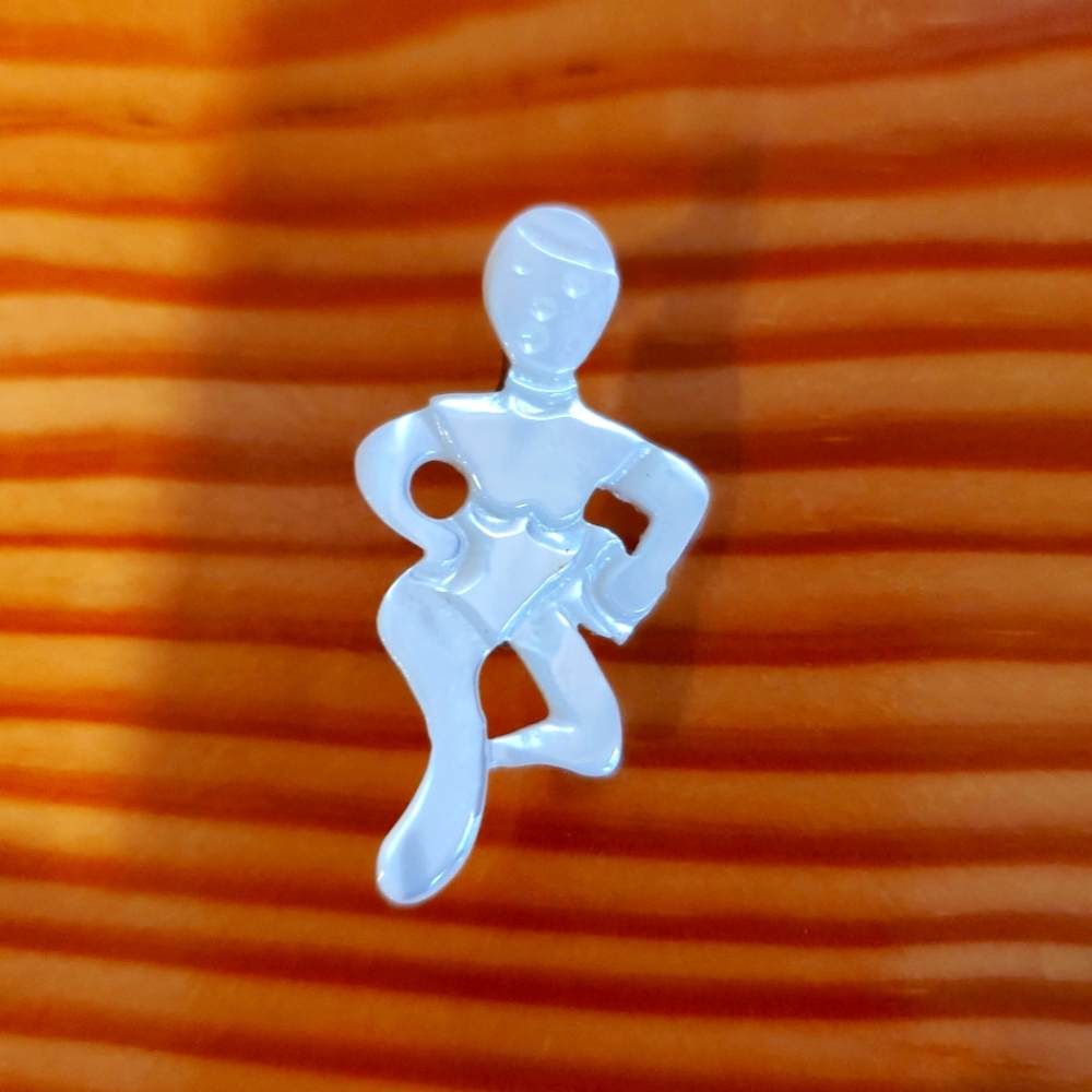 Vintage Mother Of Pearl Abstract Figure Brooch